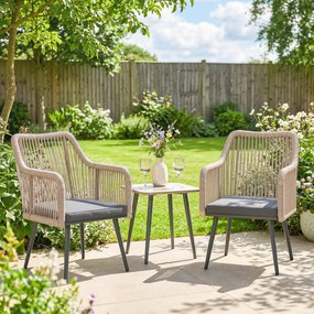 Outsunny Set 2 Scaune de Grădină din Ratan PE cu Perne Moi Lavabile și Brațe, Scaune pentru Dining Exterior din Oțel, pentru Terasă, Balcon, Grădină, Exterior, 54x65x80cm, Gri Închis | Aosom Romania