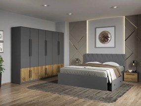 Set mobila dormitor 4 piese Gri/Stejar Poema C14