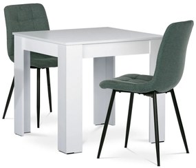 Set de masă MDF cu 2 scaune, 80 x 80 x 75 cm, alb