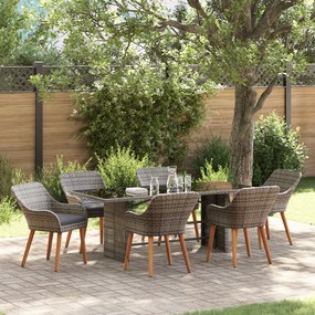 vidaXL Set de dining pentru grădină cu 7 piese din ratan gri