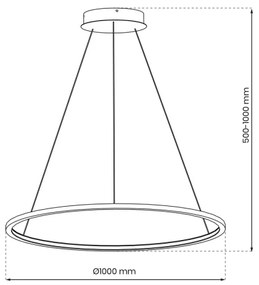 Lustr LED SATURNO 57W 230V, pr. 100 cm, IP44, auriu