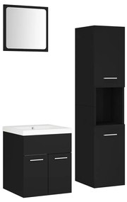 3071127 vidaXL Set mobilier de baie, negru, lemn prelucrat