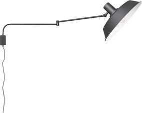 Aplică de perete negru-mat cu structură flexibilă cu alimentare la priză ø 35,5 cm Bolder – Trio