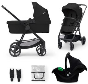 Cărucior de copii combinat 3 în 1 KINDERKRAFT NEWLY Classic black + scaun auto MINK PRO