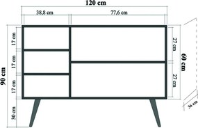 Comoda Mega 727, Vella, 120x36x94 cm, multicolor