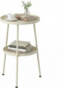 Outsunny Masă de grădină Ø36 cm, masă de balcon din metal, masă de exterior pentru servit masa, măsuță rotundă pentru grădină terasă balcon Alb-crem | Aosom Romania