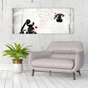 Tablou - Desen de telefon în stilul lui Banksy (120x50 cm)