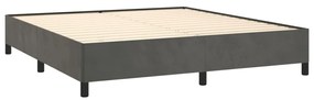 Pat box spring cu saltea, gri inchis, 160x200 cm, catifea Morke gra, 160 x 200 cm, Benzi orizontale