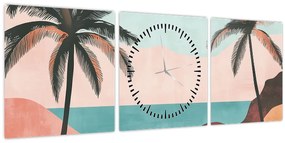 Tablou - Palmieri la mare (cu ceas) (90x30 cm)