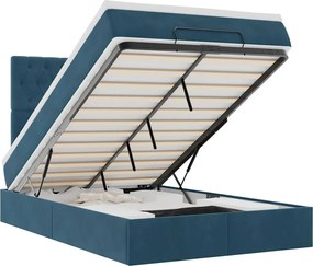 vidaXL Cadru pat otoman cu saltele Albastru închis 120x200cm catifea