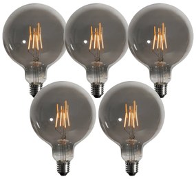 Set de 5 becuri LED E27 dimabile, fumurii, G125 4W 130 lm 1900K