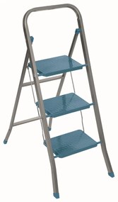Scara pliabila din metal Zilan ZLN4292, 3 trepte, greutate maxima 120 kg, Argintiu-Albastru
