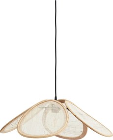 Lustră suspendată din rattan și in, D55×H20 cm, „Petals"