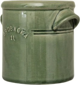 Ghiveci din ceramică glazurată manual 1L verde închis, „Brobacka"