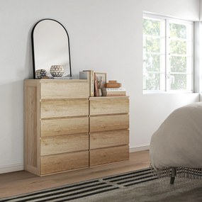 HOMCOM Comodă 4 sertare mobilier de depozitare design minimalist fără mânere 60 x 40 x 80 cm natural | Aosom Romania