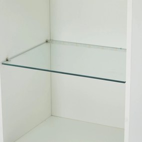Vitrină lucioasă cu iluminare LED, 1 raft de sticlă, 45x35x160 cm, Alb