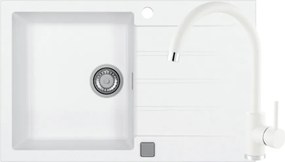 Set chiuveta bucatarie Alveus Cadit 20 alb 79x50 cm si baterie Kati monocomanda