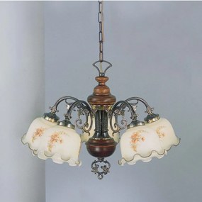 Candelabru 5 brate design italian din alama cu lemn 2263
