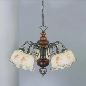 Candelabru 5 brate design italian din alama cu lemn 2263