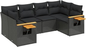 vidaXL Set mobilier de grădină cu perne, 6 piese, negru, poliratan