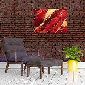 Tablou pe sticlă - Marmură roșu-auriu (70x50 cm)