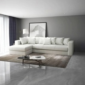 Colțar extensibil dumonde cu ladă de depozitare si sezut confortabil din spuma high-density, Gloria  Ambience Ivory 320x183 cm