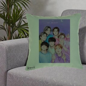 Perna Personalizata K-pop BTS Our Universe Fanart Violet Pastel, 40x40 cm, Verde, Husa Detasabila, Perna Inclusa, BEKZ®