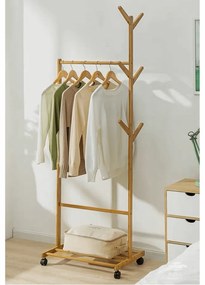 Cuier mobil din bambus Vikir Tip 1, 60 x 37 x 180cm