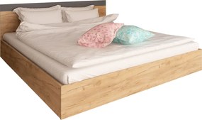 Pat dublu, 160x200, stejar artisan/grafit, GABRIELA