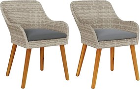 vidaXL Scaun pentru Grădină 2 pcs Gri deschis 62.5 x 55 x 82 cm