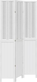 vidaXL Paravan cameră 3 panouri, alb, lemn masiv paulownia