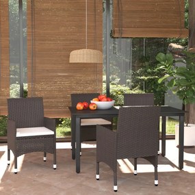 3094993 vidaXL Set mobilier de grădină cu perne, 5 piese, maro, poliratan