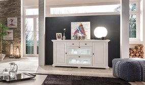 Bufet lemn masiv alb Ariana, 175 × 41 × 91 cm