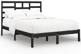 3105769 vidaXL Cadru de pat mic dublu, negru, 120x190 cm, lemn masiv