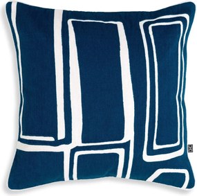Perna decorativa design LUX Ribeira 50x50cm, albastru/ alb