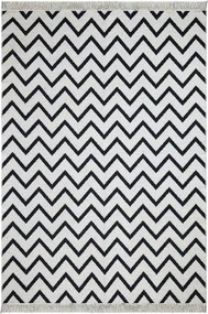 Covor 23002A, 80x150 cm, forma dreptunghiulara, bumbac, alb/negru