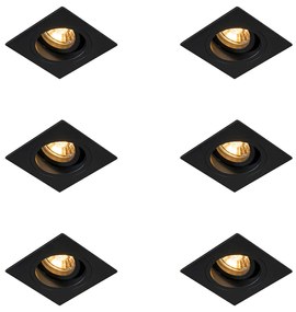 Set de 6 spoturi încastrate moderne negre 9,3 cm rotative și înclinabile - Chuck