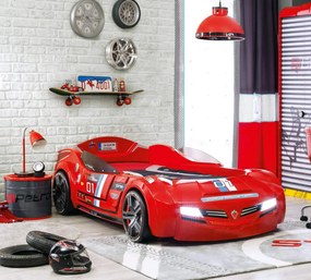 Pat masina Formula 1 Biturbo Red pentru copii, Faruri LED si Design Premium