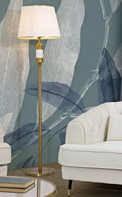 Lampadar alb / auriu din metal si textil, soclu E27, max 40W, Ø 41 cm, Whity Mauro Ferreti