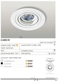 Spot incastrat tavan/plafon CARO R aluminiu