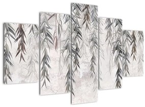 Tablou - Crenguțe de salcie, tencuiala gri (150x105 cm)