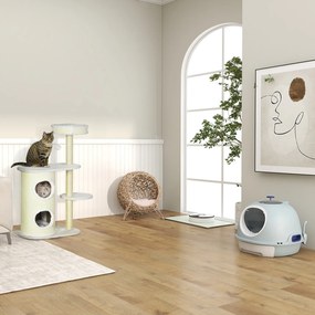 PawHut Ansamblu pentru Pisici 100cm, Stâlp Sisal, Căsuță și Platforme, Crem | Aosom Romania