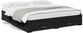 vidaXL Cadru de pat cu sertare negru 200x200 cm lemn prelucrat