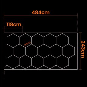 Plafonieră LED 696W, 85-265V, 6500K, 484x243 cm, CRI 90, IP44, alb