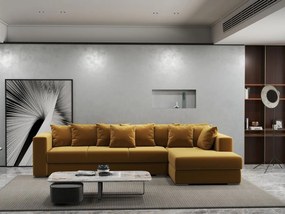 Colțar extensibil dumonde cu ladă de depozitare si sezut confortabil din spuma high-density, Gloria Royal Mustar II 320x183 cm