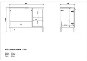 Dulap scund alb sub chiuvetă în stejar 80x57 cm Loria - Germania