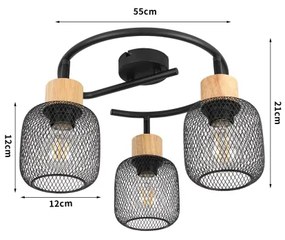 Brilagi - Spot BASKLITE 3xE27/15W/230V lemn de cauciuc/negru