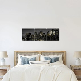Tablou cu metropolă nocturnă (cu ceas) (90x30 cm)