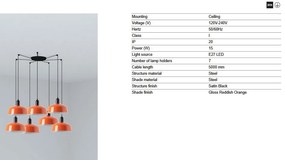 Lustra cu 7 pendule metal TATAWIN M orange