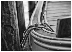 Tablou pe sticlă - O barcă legată (70x50 cm)